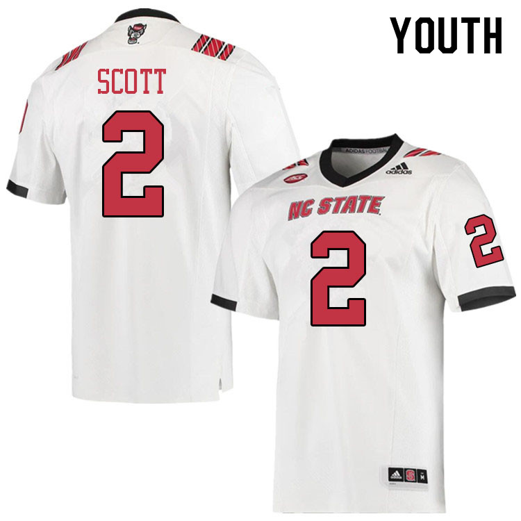 Youth #2 Jaylon Scott NC State Wolfpack College Football Jerseys Sale-White